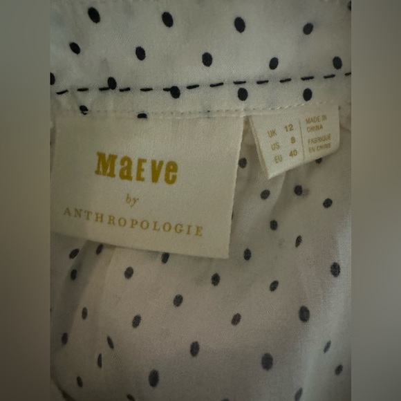 Maeve Polka Dot by Anthropologie  Tie Waist Blouse Size :12 - Picture 6 of 6